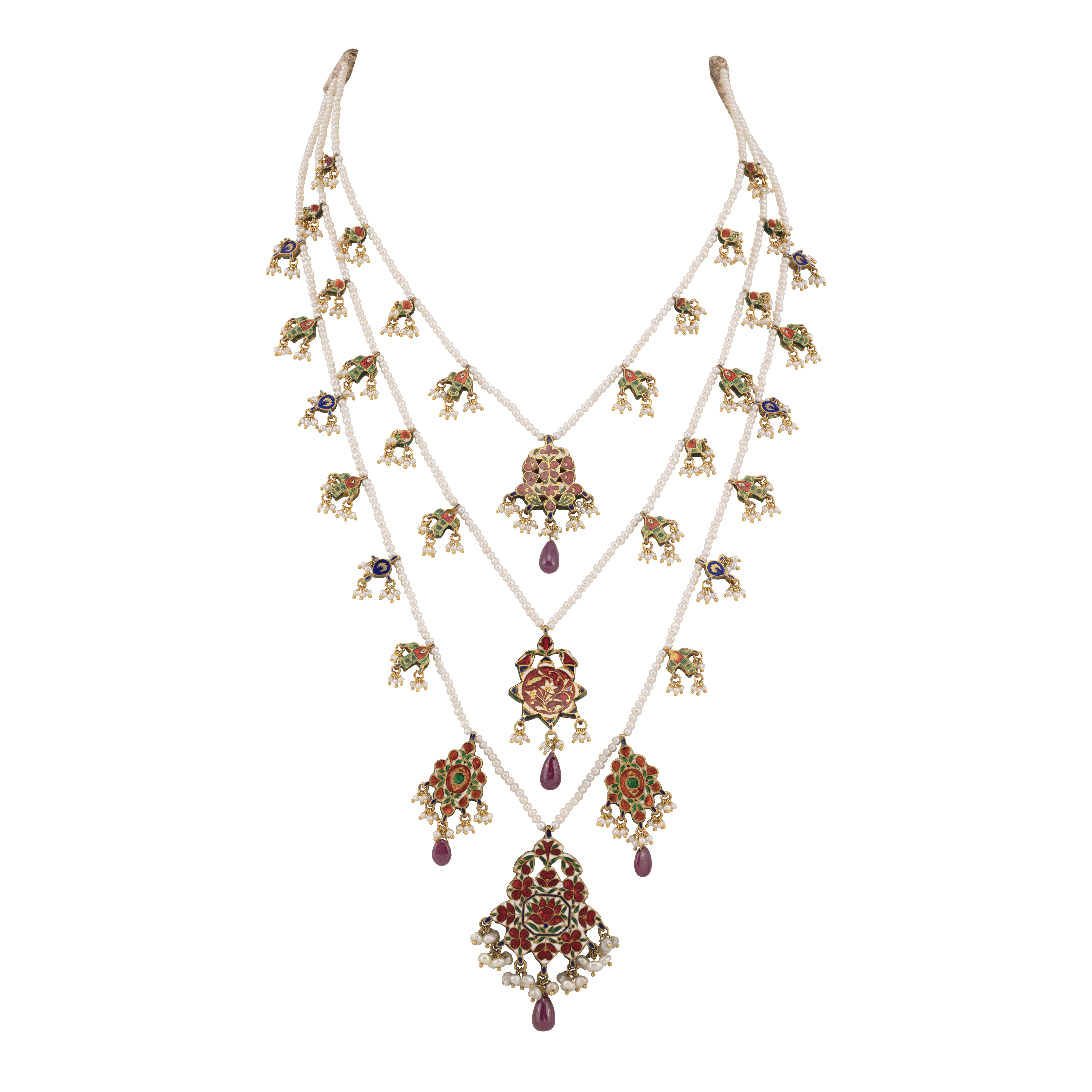 Teen Lada Necklace with Polkis, Rubies, and Pearls